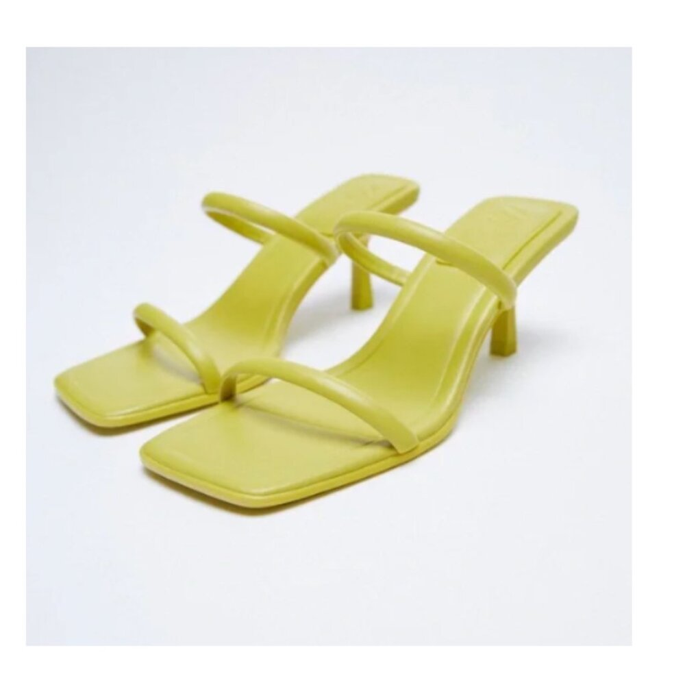 Women's Neon Yellow Zara Strappy Heeled Sandals
